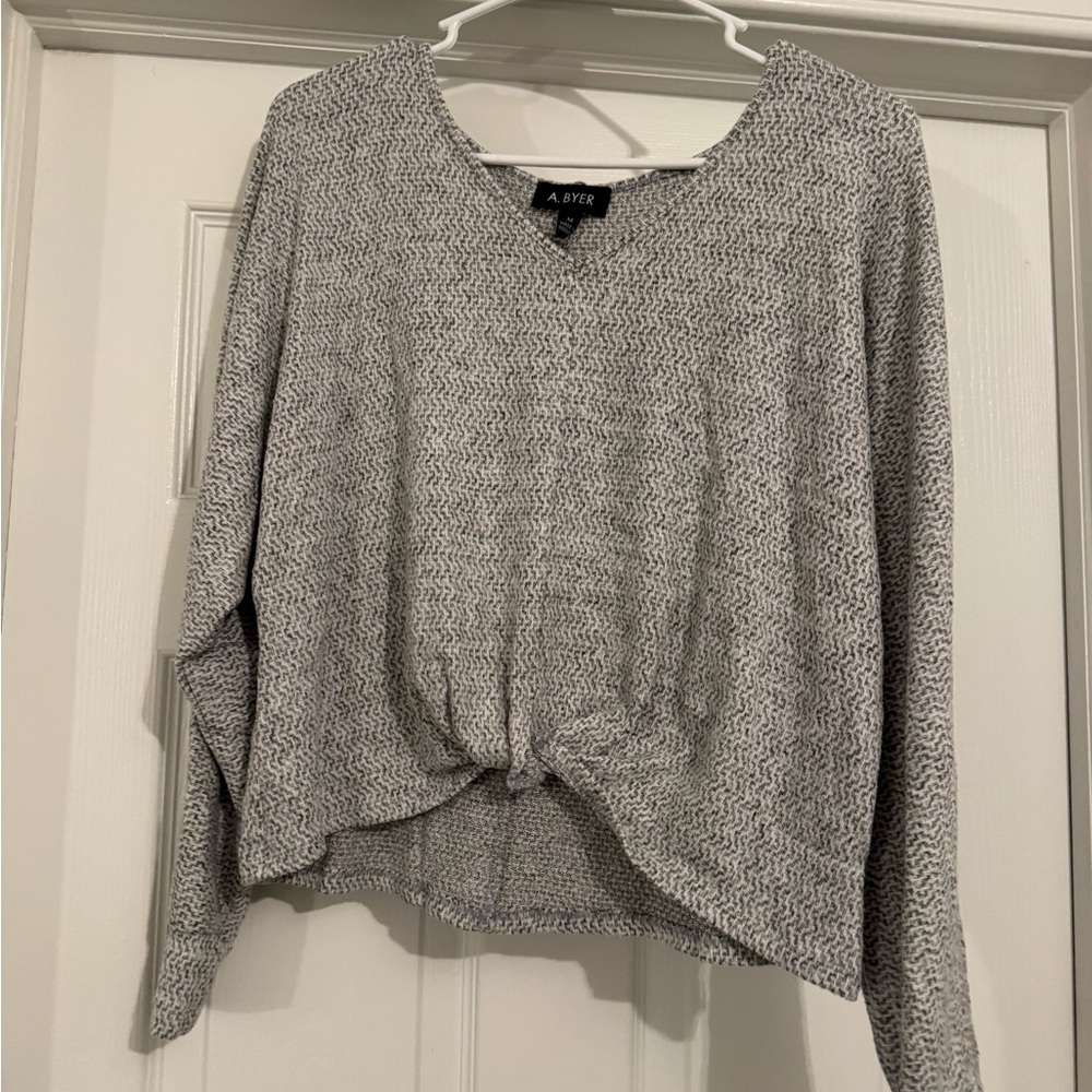 A. Byer Women's Black and White V-Neck Sweater